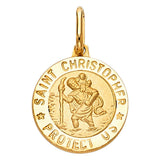 14K White Gold St. Christopher Round Medal — Large