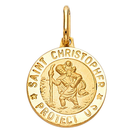 14K White Gold St. Christopher Round Medal — Large