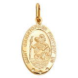 14K Yellow Gold St. Christopher Oval Medal Pendant