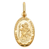 14K Yellow Gold St. Christopher Oval Medal — Small