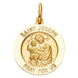 14K Yellow Gold Saint Joseph Round Medal