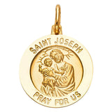 14K Yellow Gold Saint Joseph Round Medal