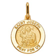 14K Yellow Gold St. Joseph Round Medal Pendant