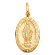 14K Yellow Gold Tall Miraculous Medal Pendant