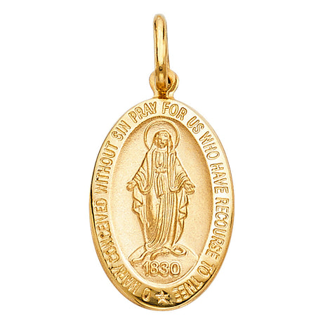 14K Yellow Gold Tall Miraculous Medal Pendant