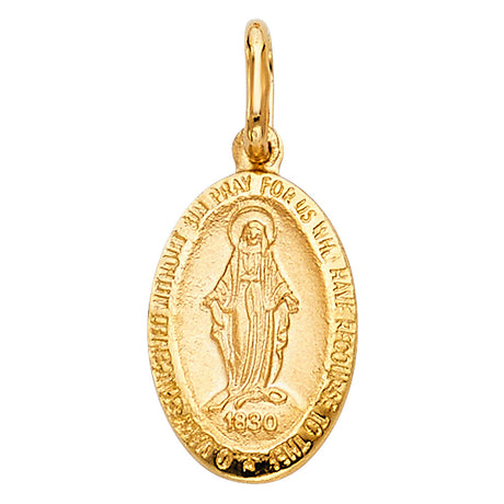 14K Yellow Gold Tall Miraculous Medal Pendant