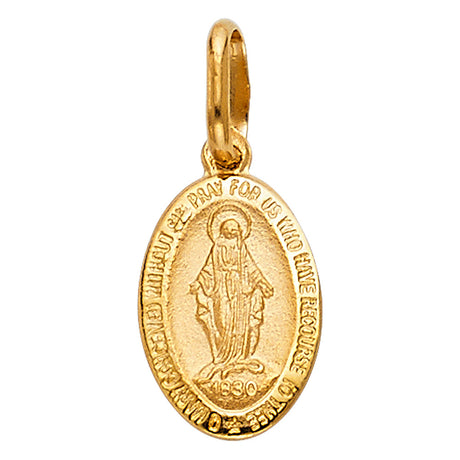 14K Yellow Gold Tall Miraculous Medal Pendant