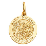 14K White Gold St. Michael Round Medal