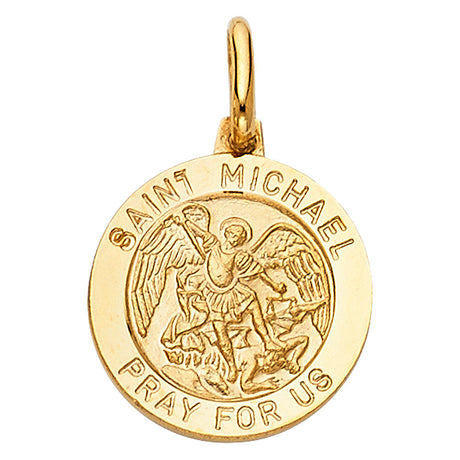 14K White Gold St. Michael Round Medal