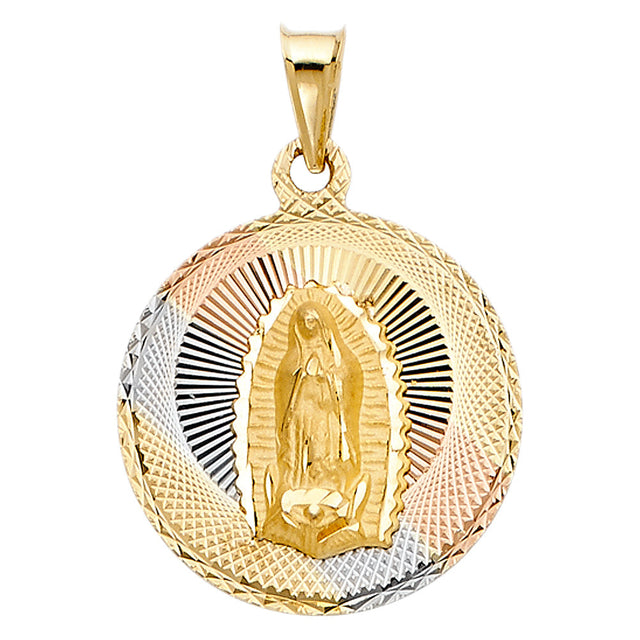 14K Tricolor Gold Guadalupe Medal — 2X Large