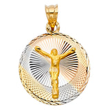 14K Tricolor Gold Religious Stamp Pendant