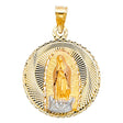 14K Two-Tone Gold Religious Stamp Pendant