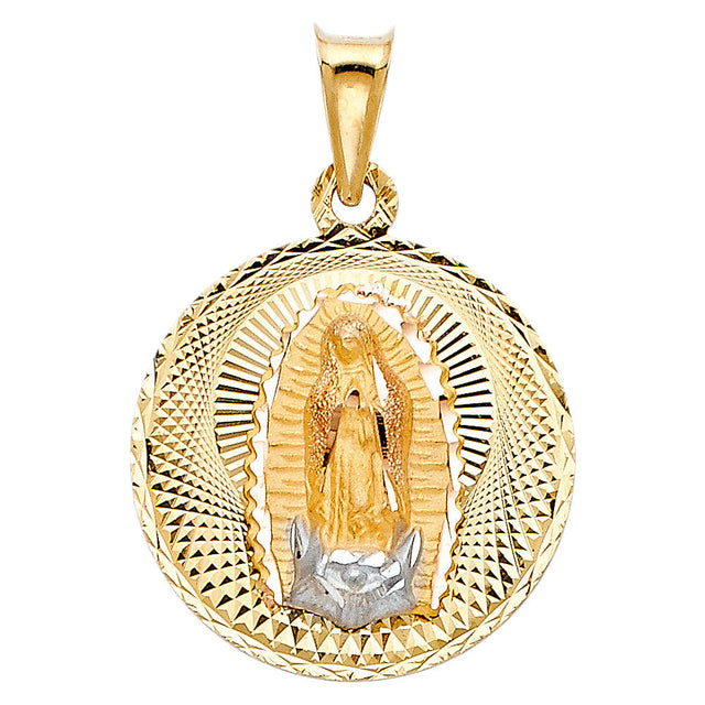 14K Two-Tone Gold Our Lady of Guadalupe Medal Pendant, large — Italian Fashions