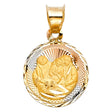 14K Tricolor Gold Baptism 'Recuerdo' Medal Pendant on white background - Italian Fashions