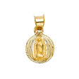 14K Yellow Gold Our Lady of Guadalupe Round Medal Pendant on white background - Italian Fashions