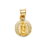 14K Yellow Gold Our Lady of Guadalupe Round Medal Pendant on white background - Italian Fashions