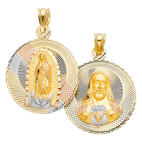 14K Tricolor Gold Religious Stamp Pendant