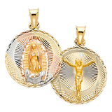 14K Tricolor Gold Guadalupe Crucifix Medal 2.38 g