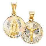 14K Tricolor Gold Guadalupe Crucifix Medal 1.52 g