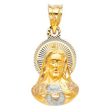 14K Two-Tone Gold Sacred Heart of Jesus Medal Pendant, small — Italian Fashions