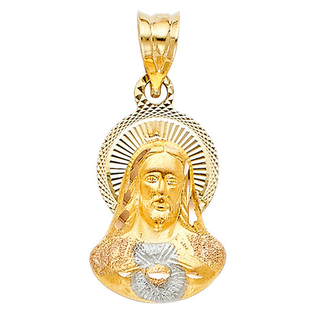 14K Two-Tone Gold Sacred Heart of Jesus Medal Pendant, small — Italian Fashions