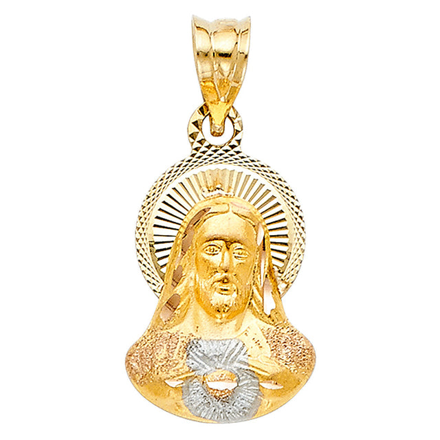 14K Two-Tone Gold Sacred Heart of Jesus Medal Pendant, small — Italian Fashions
