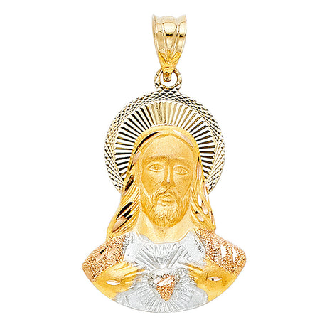 14K Tricolor Gold Religious Stamp Pendant
