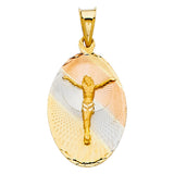 14K Tricolor Gold Religious Stamp Pendant