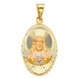 14K Two-Tone Gold Sacred Heart of Jesus Medal Pendant on white background - Italian Fashions