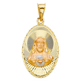 14K Two-Tone Gold Sacred Heart of Jesus Medal Pendant on white background - Italian Fashions