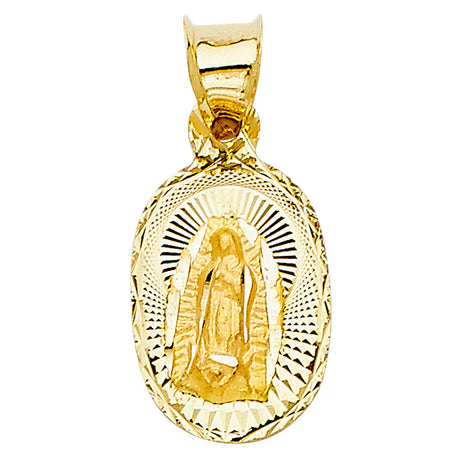 14K Yellow Gold Petite Our Lady of Guadalupe Medal Pendant on white background - Italian Fashions