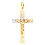 14K Tricolor Gold Radiant Crucifix Pendant