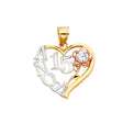 14K Tricolor Gold 15 Years Heart Pendant
