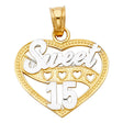 14K Two-Tone Gold 15 Years Heart Pendant