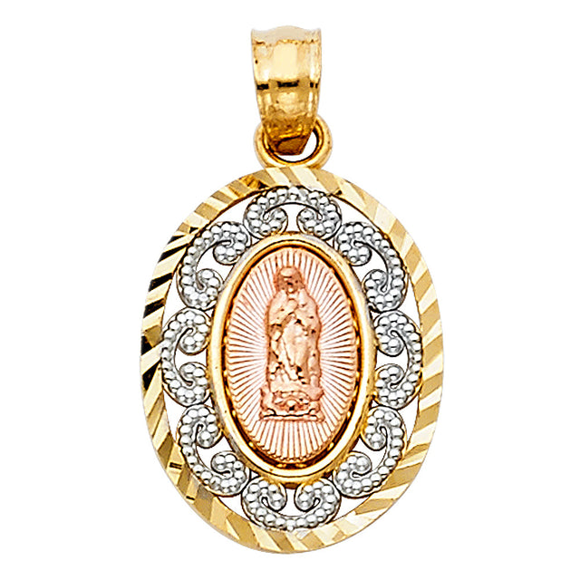 14K Tricolor Gold Religious Pendant