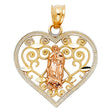 14K Tricolor Gold Religious Heart Pendant