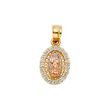 14K Tricolor Gold CZ Religious Pendant