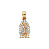 14K Tricolor Gold CZ Religious Pendant
