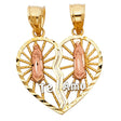 14K Tricolor Gold Heart Pendant