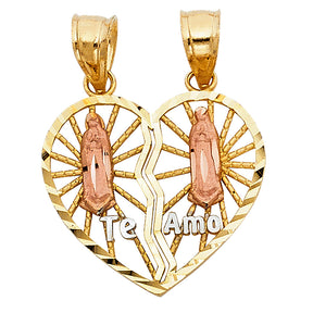 14K Tricolor Gold Heart Pendant