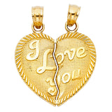 14K Yellow Gold Breakable "I Love You" Heart Pendant