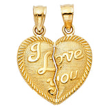 14K Yellow Gold Breakable I Love You Heart Pendant - Small