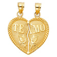 14K Yellow Gold Breakable "Te Amo" Heart Pendant