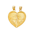 14K Yellow Gold Breakable "Best Friends" Heart Pendant
