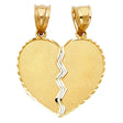 14K Yellow Gold Breakable Satin Heart Pendant