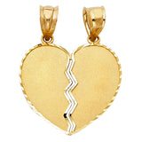 14K Yellow Gold Breakable Satin Heart Pendant