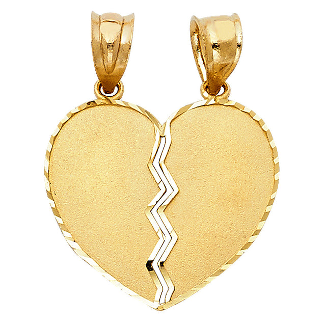 14K Yellow Gold Breakable Satin Heart Pendant