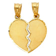 14K Yellow Gold Breakable Satin Heart with White-Gold Accent Pendant