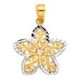 14K Two-Tone Gold Filigree Plumeria Flower Pendant