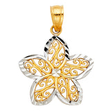 14K Two-Tone Gold Filigree Plumeria Flower Pendant
